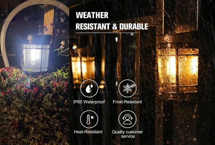 ตกแต่งภูมิทัศน์ไฟสวนพลังงานแสงอาทิตย์ LED โคมไฟติดผนังภายนอกกันน้ำ