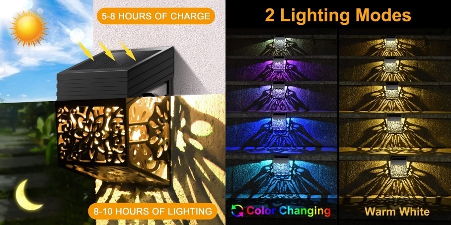 การออกแบบรูปแบบที่ไม่ซ้ำไฟรั้วพลังงานแสงอาทิตย์ไฟ LED กลางแจ้งกันน้ำไฟสวนที่ทนทาน