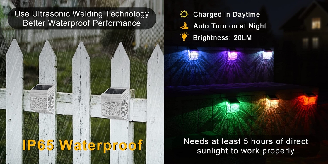 ไฟภูมิทัศน์พลังงานแสงอาทิตย์สำหรับไฟสวนผนังรั้วไฟ LED ตกแต่ง