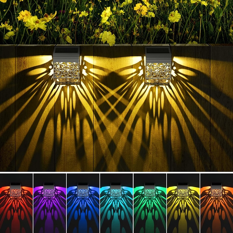ลายดอกไม้ไฟ LED พลังงานแสงอาทิตย์ติดผนัง IP65 โคมไฟรั้วตกแต่งกลางแจ้งสำหรับสวน