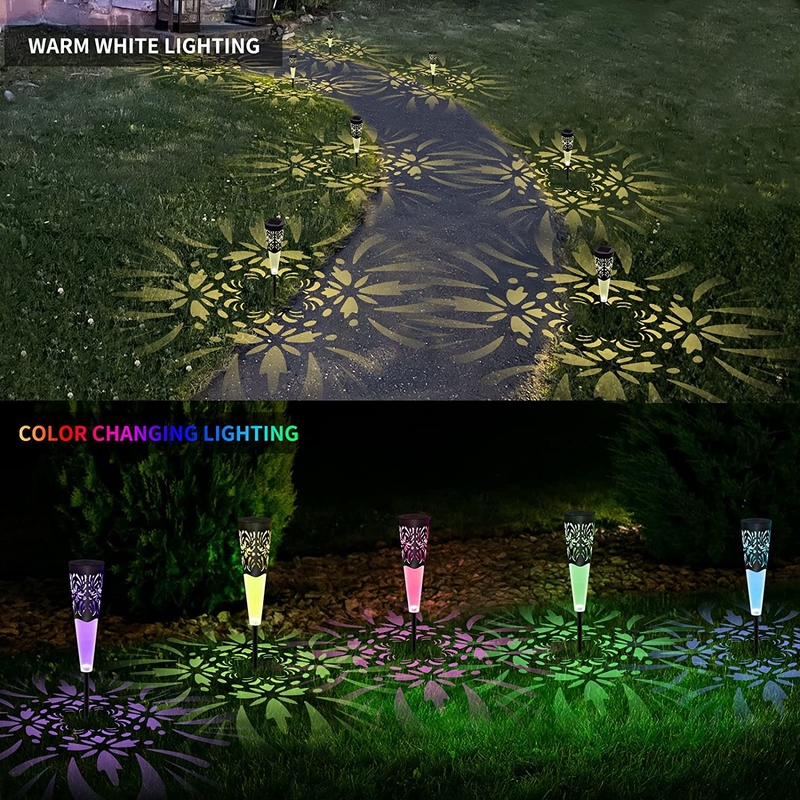 RGB ตกแต่งพลังงานแสงอาทิตย์ไฟกลางแจ้งเส้นทางภูมิทัศน์คงที่สำหรับสนามหญ้า