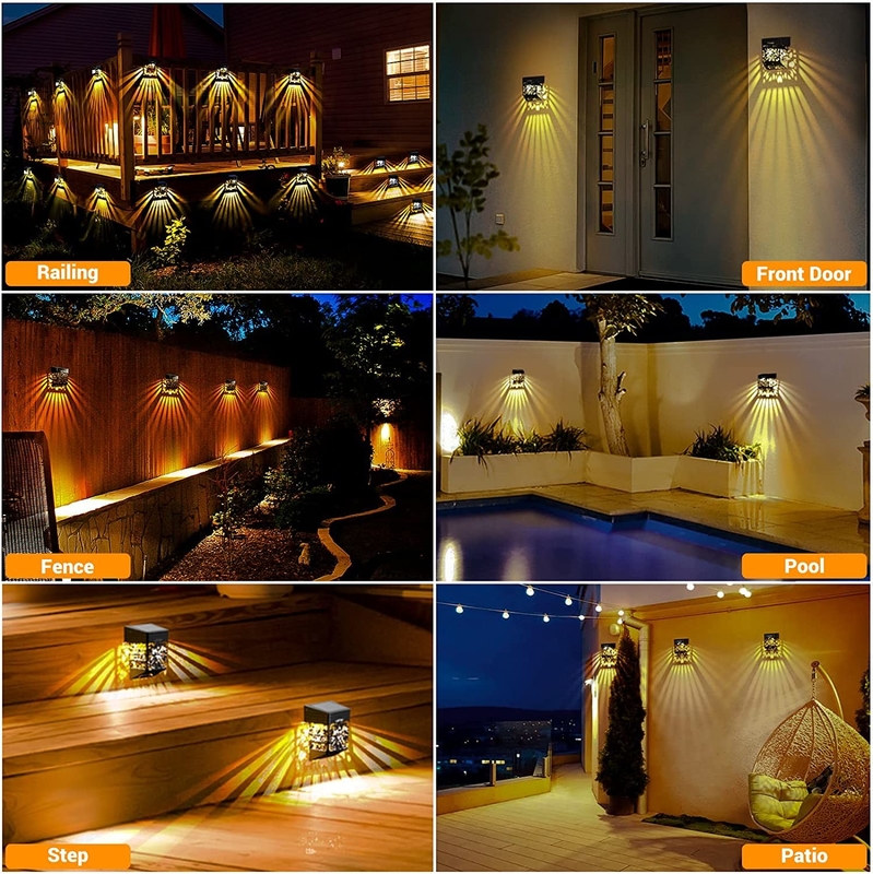 กลางแจ้งกันน้ําแสงอาทิตย์ สวนรั้วแสงหลายสีแสงอาทิตย์ LED ประตูเสาแสงสําหรับสวน