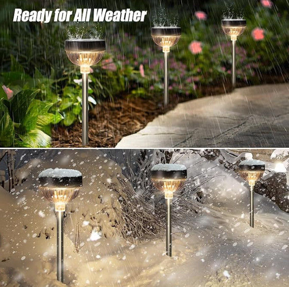 แบตเตอรี่ 600mAh IP65 กันน้ํา แสงแสงอาทิตย์สวน สีขาวอบอุ่น 100LM ความสว่าง 8-10 ชั่วโมง