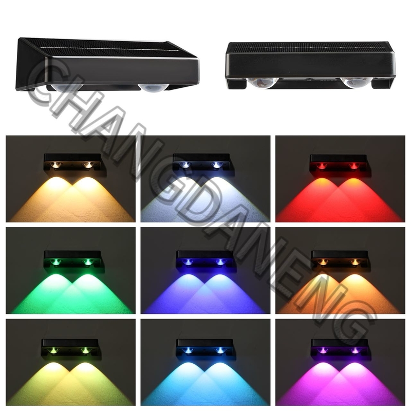เวลาทํางาน 15 ชั่วโมง IP65 กันน้ํา LED RGB ขาวอบอุ่น ไฟพลังงานแสงอาทิตย์ แบตเตอรี่ 3.7V/1200MAH