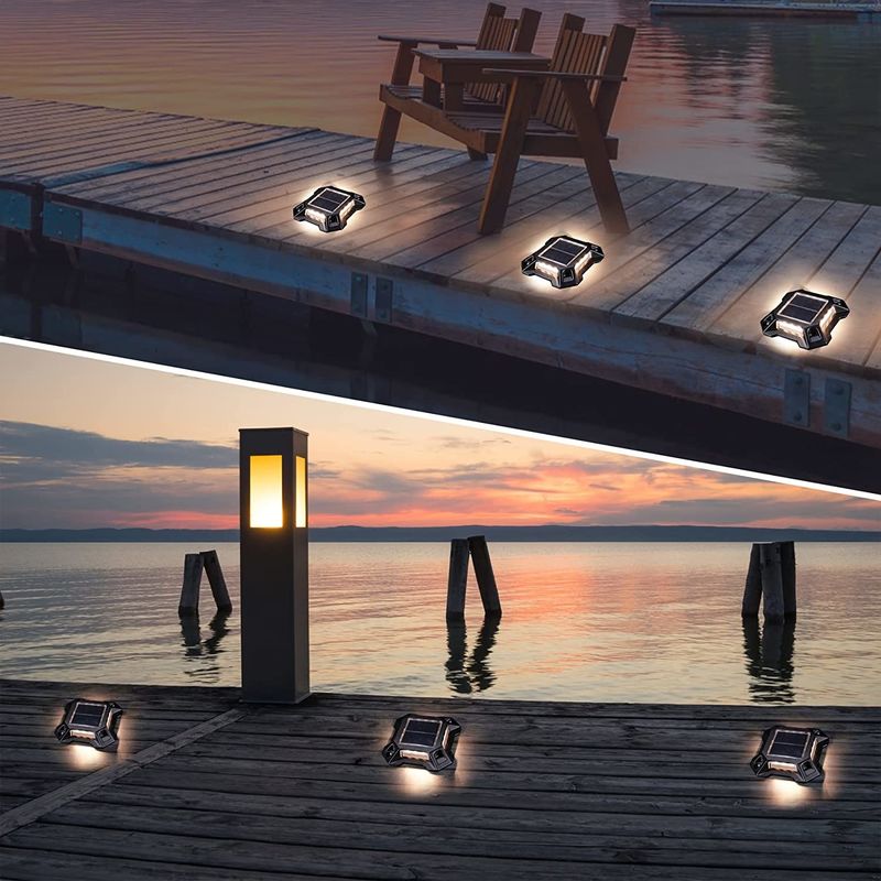 IP 68 กันน้ําแสงอาทิตย์ LED แสงระเบียงภายนอก ประดับแสงอาทิตย์ step dock Lamp สําหรับ patio yard