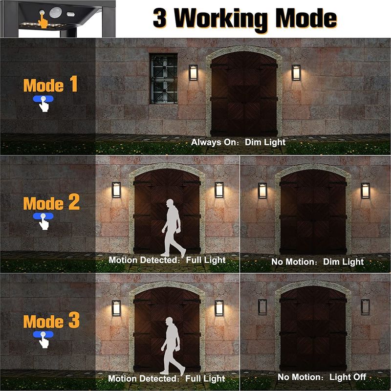 กลางแจ้ง กันน้ํา เซ็นเซอร์การเคลื่อนไหว แสงแสงอาทิตย์ ผนัง แสงแสงอาทิตย์ สวนรั้ว แสงสําหรับทางเดิน