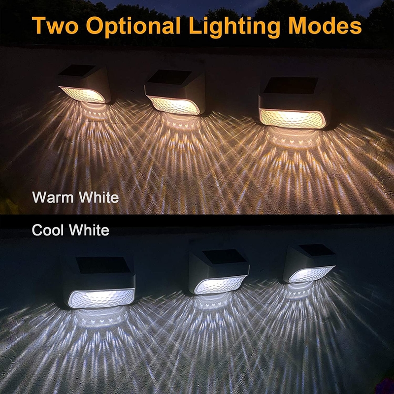 RGB Warm White Solar Fence Light IP65 ระดับกันน้ํา ซิลิคอนโมโนคริสตัล 15 ชั่วโมง เวลาทํางาน
