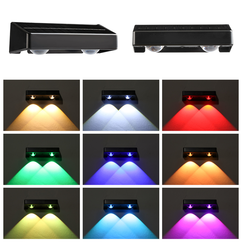รูปแบบสองแบบ กันน้ํา RGB แสงแสงอาทิตย์ผนังด้วยสี RGB สีขาวอบอุ่นและ 2 LED Bubble