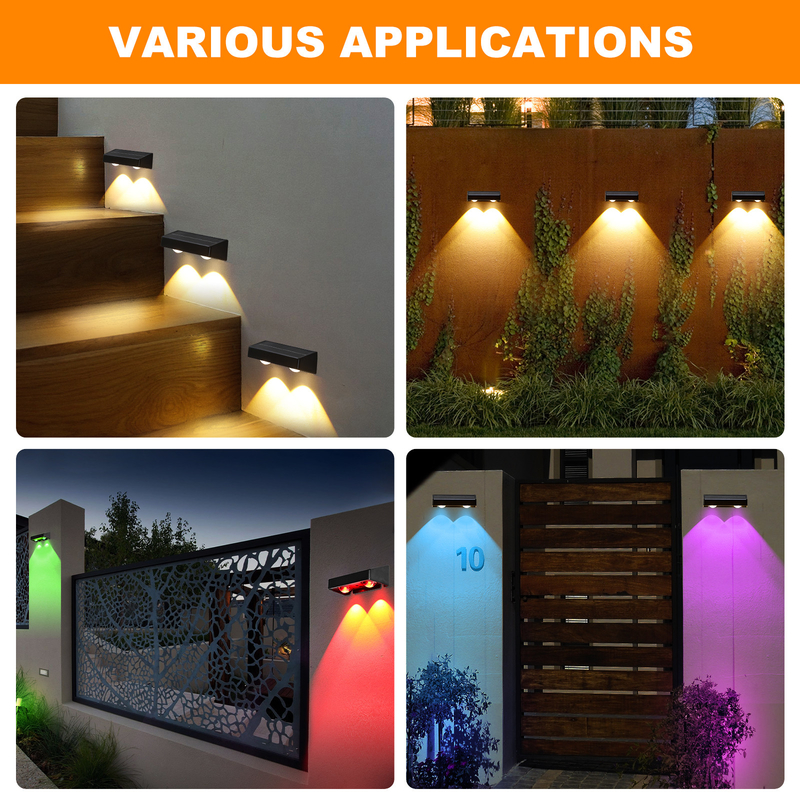 รูปแบบสองแบบ กันน้ํา RGB แสงแสงอาทิตย์ผนังด้วยสี RGB สีขาวอบอุ่นและ 2 LED Bubble