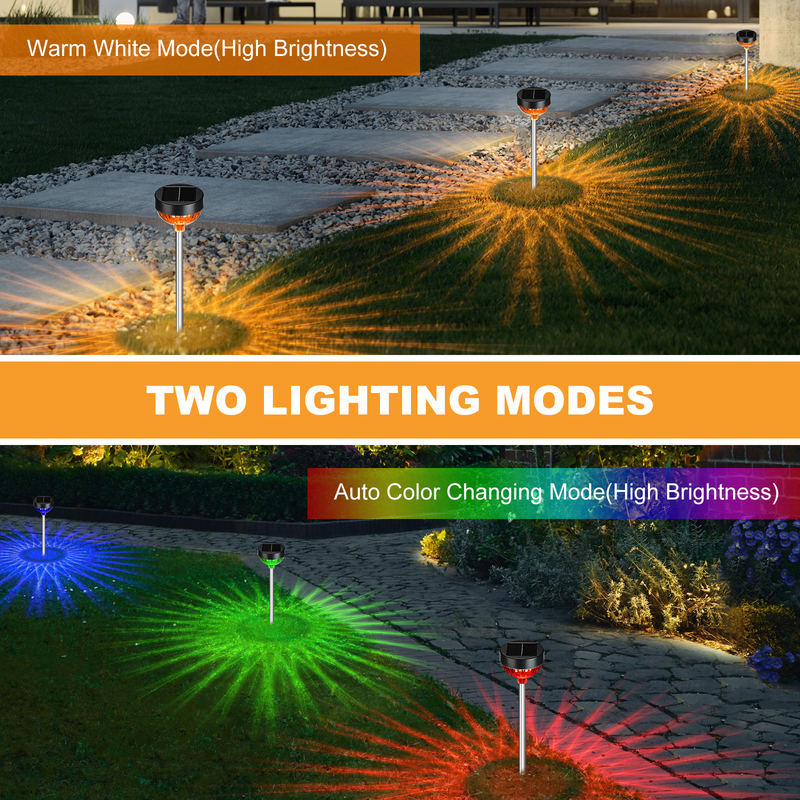 ไฟสวนพลังแสงอาทิตย์ ไฟสว่างพื้นที่กลางแจ้งด้วย 10LM สีขาวอบอุ่น / สีขาวเย็น / RGB