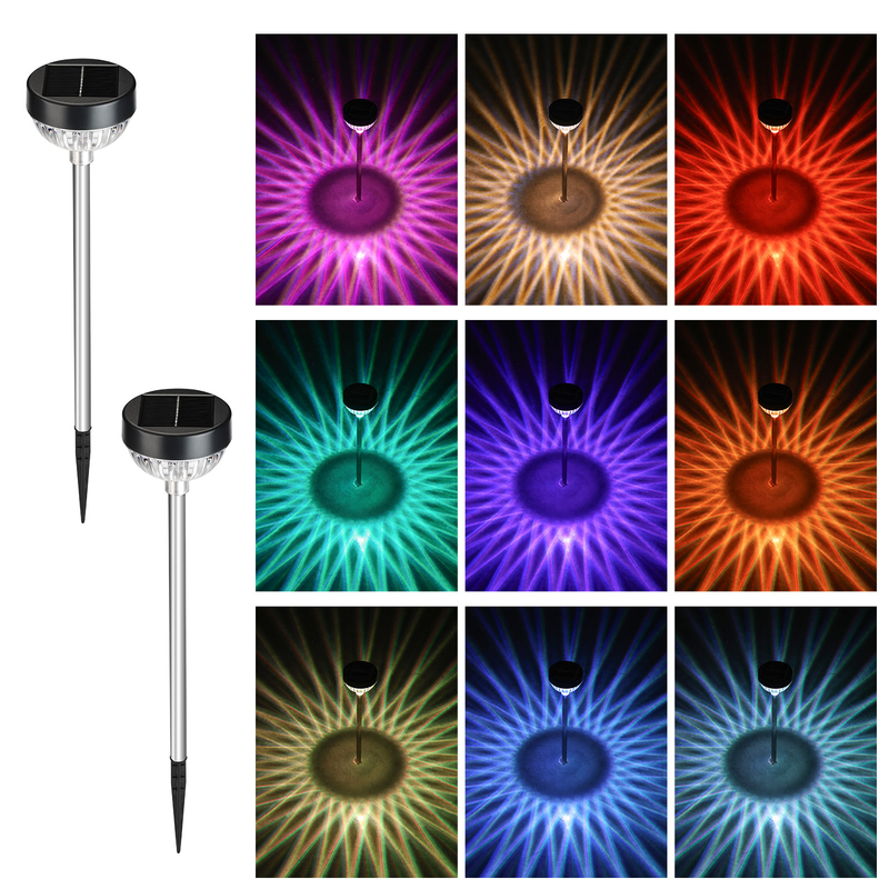 ไฟสวน LED สีสันที่ใช้พลังแสงอาทิตย์ พร้อมแผ่นซิลิคอนโมโครสตัลลีนสําหรับเวลาทํางาน 20 ชั่วโมง