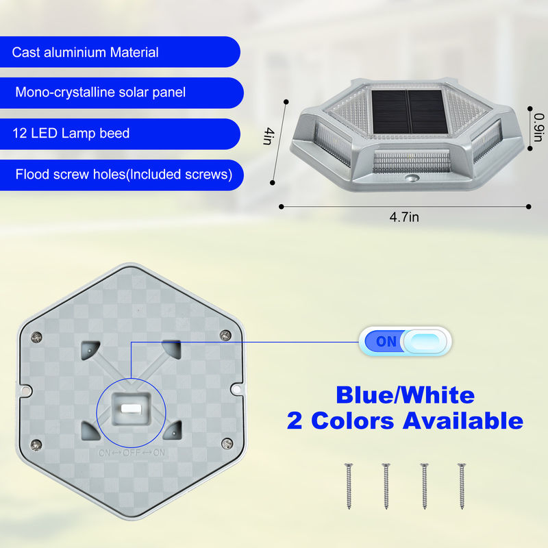 IP68 กันน้ํา อลูมิเนียม โซลาร์ ด็อก ไฟเย็น สีขาว สกรูติดตั้ง ไฟอาทิตย์