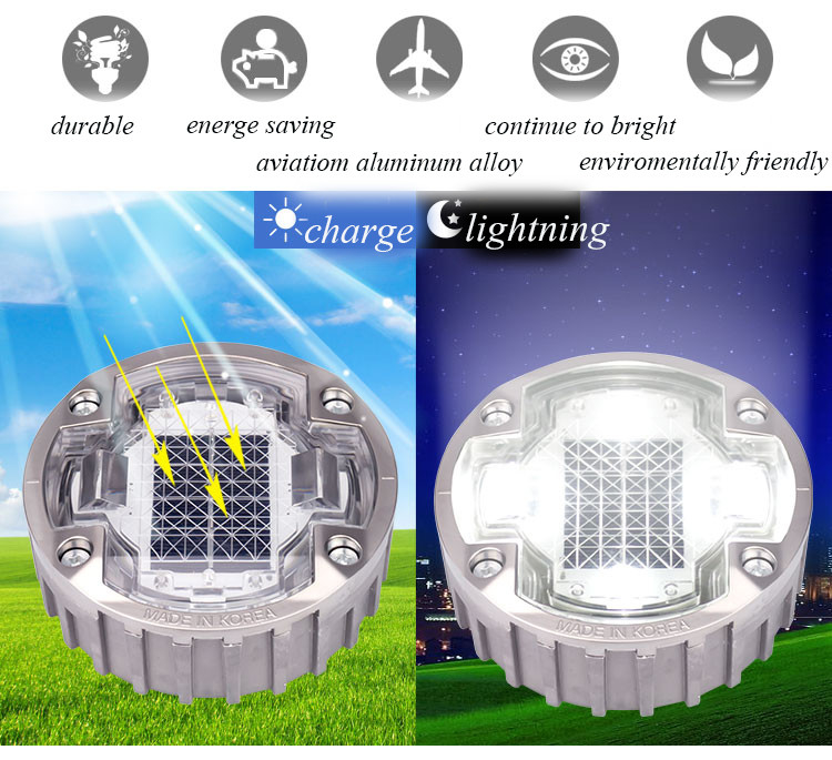 123 * 50 มม ดวงอาทิตย์ LED สายด่วน Studs ด้วยสับสนธิอลูมิเนียมและระยะทางมองเห็นสูงถึง 500m