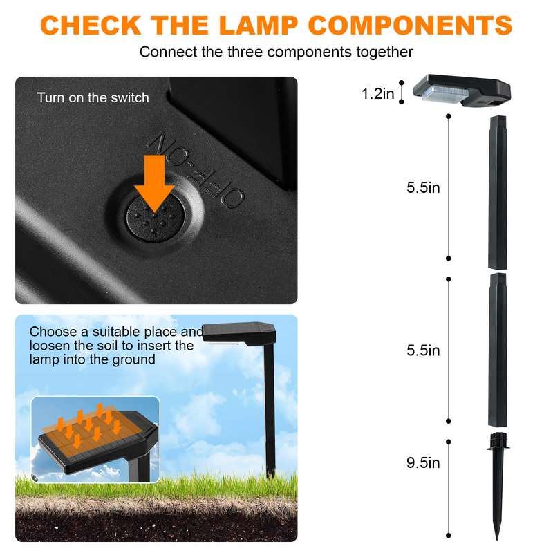 การส่องแสง 15 ชั่วโมง แสงดวงอาทิตย์มี 2 ชิ้น LED Beads และแผ่น Silicon Monocrystalline
