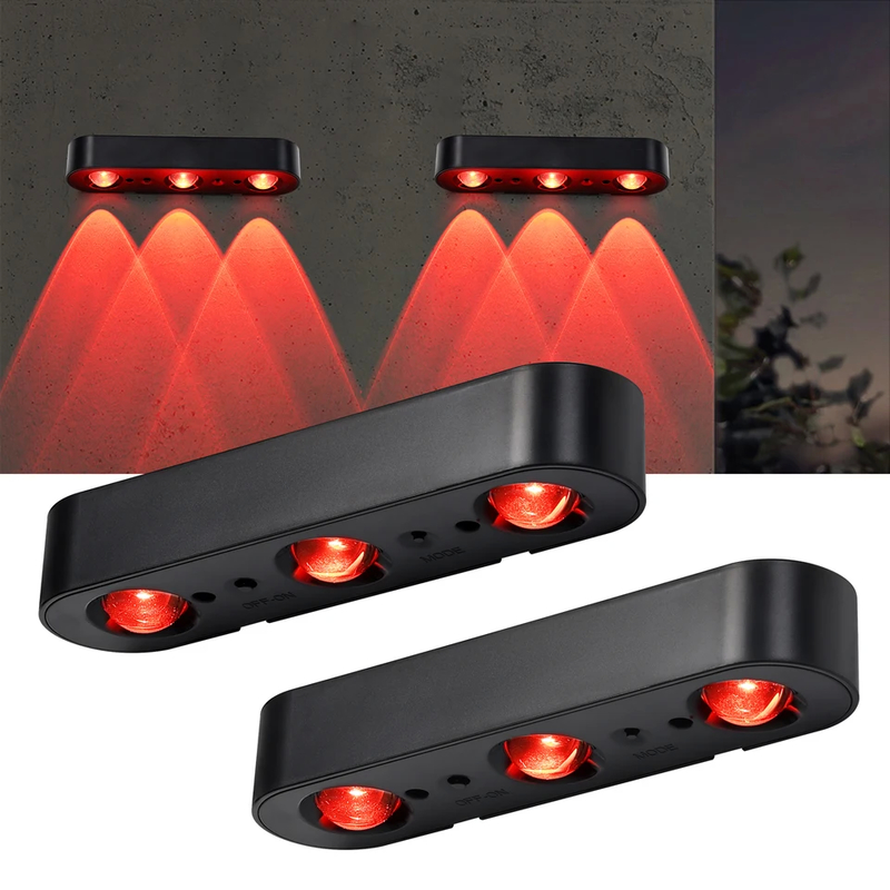 IP65 แสงผนังกลางแจ้งด้วย 3 LED Qty RGB ขาวอบอุ่นและแบตเตอรี่ชาร์จใหม่