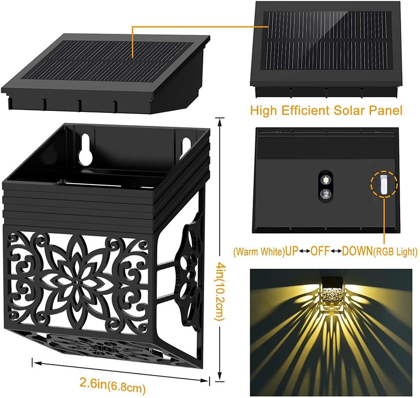 ไฟสวน LED ที่ใช้พลังแสงอาทิตย์ พร้อมแผ่นซิลิคอนโมโนคริสตัลในสีขาวอบอุ่น / เย็น / RGB