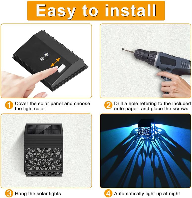 ไฟสวน LED ที่ใช้พลังแสงอาทิตย์ พร้อมแผ่นซิลิคอนโมโนคริสตัลในสีขาวอบอุ่น / เย็น / RGB