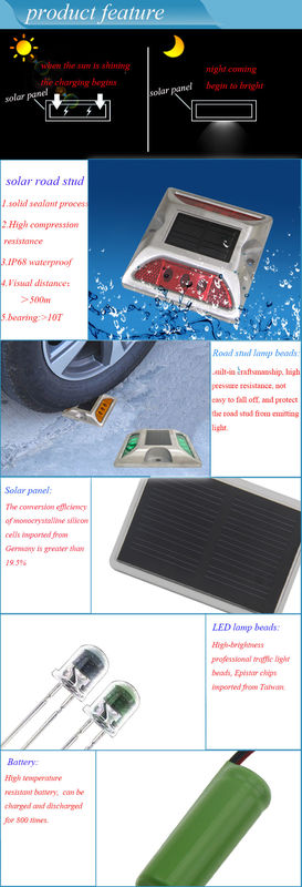 ขาว เหลือง แดง น้ําเงิน เขียว 330g 2V LED ดวงอาทิตย์แรงงานทางการ Studs การทํางาน -20C- 70C อลูมิเนียมสกัด