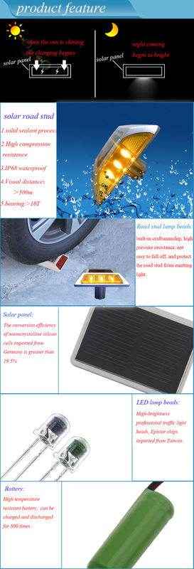 ระยะยาว ทนทาน โซลาร์ LED Road Studs IP68 กันน้ําสําหรับชีวิตการทํางาน 3 ปี