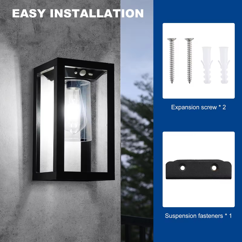 เครื่องตรวจจับการเคลื่อนไหว แสงแสงแสงแสงแสงแสงแสงกลางแจ้ง IP65 Sconce Wall Lantern Lamp สําหรับประตูหน้าบ้าน