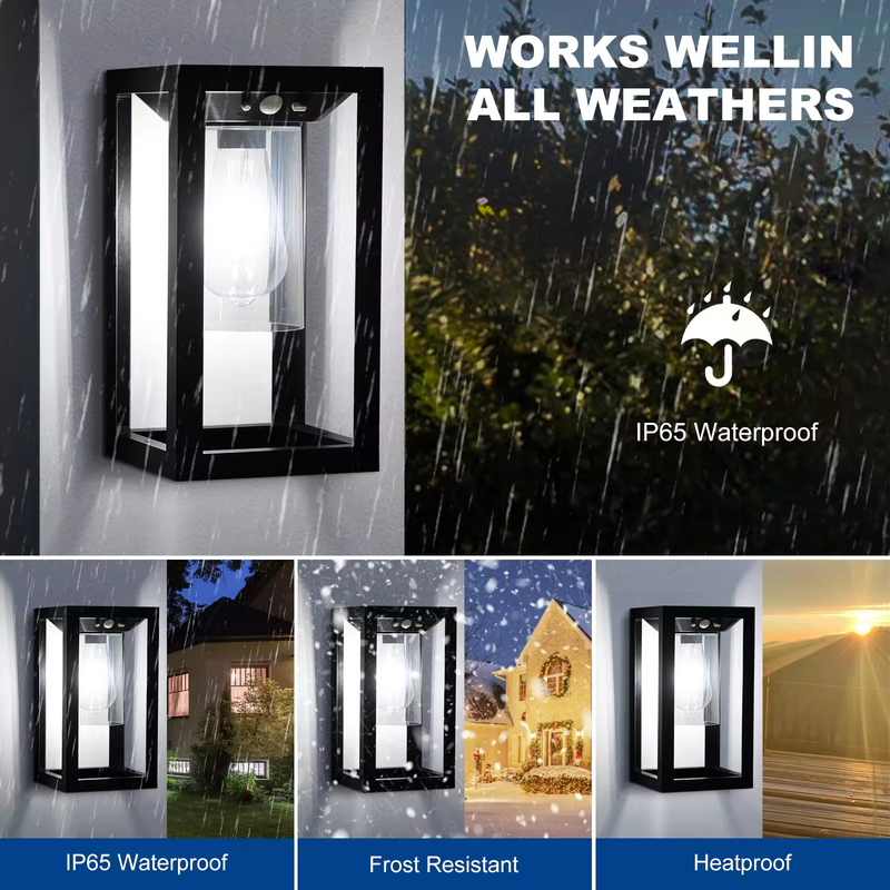 เครื่องตรวจจับการเคลื่อนไหว แสงแสงแสงแสงแสงแสงแสงกลางแจ้ง IP65 Sconce Wall Lantern Lamp สําหรับประตูหน้าบ้าน