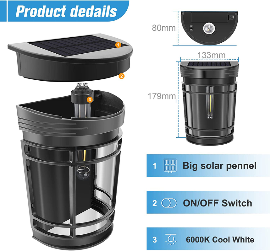 สีขาวอุ่นไปยัง RGB แสงแสงผนังแสงอาทิตย์ แบตเตอรี่ลิตিয়ামเทอร์เนอรี่ พร้อมเปลือก IP65 กันน้ํา