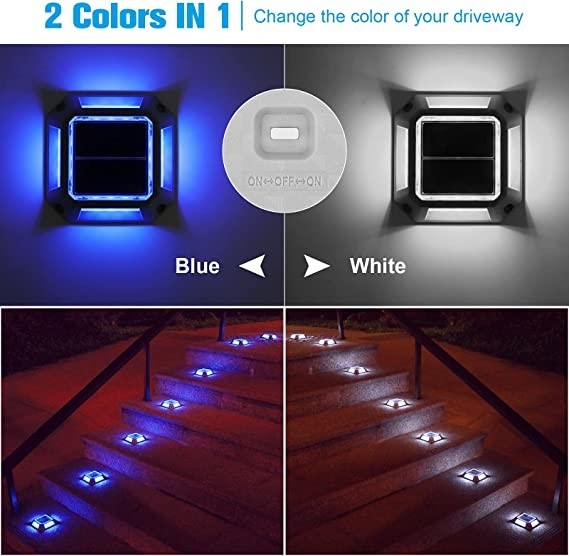 IP68 ป้องกันน้ําในภายนอก ทางเดิน ด้านถนน LED Road Stud Marker Step Light Driveway แสงพลังแสงอาทิตย์