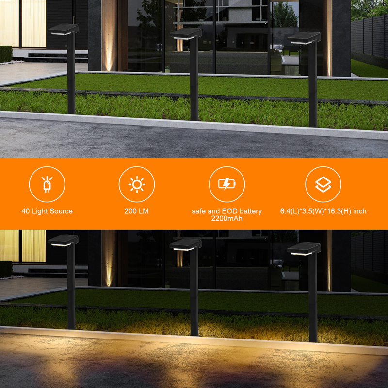 แรงพลังงานแสงอาทิตย์ 6 ลูก LED เส้นทางภูมิทัศน์ ไฟอัตโนมัติเปิด / ปิด 6 ชิ้น ลูก
