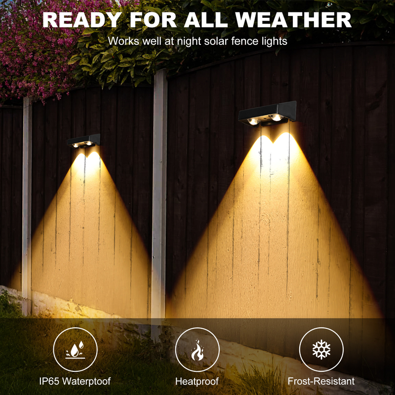 เวลาทํางาน 15 ชั่วโมง ไฟรั้วแสงอาทิตย์ ไฟสวน LED นอก ไฟรั้วน้ํา แสงกําแพง