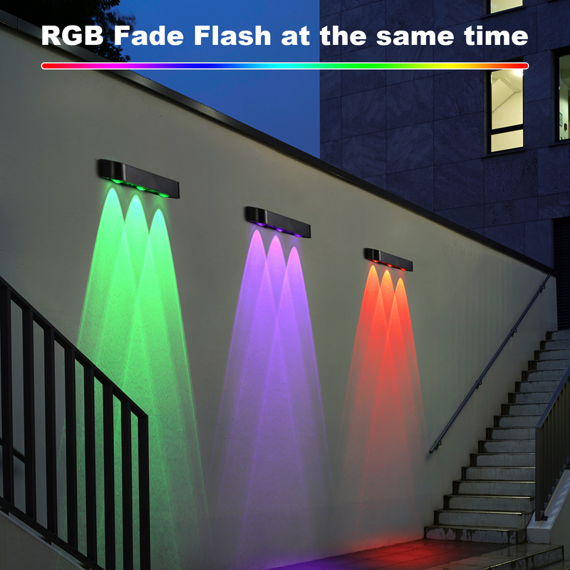 การตกแต่ง IP65 โซลาร์ แว่นล้างผนัง แสง RGB เปลี่ยนแปลง แสงสวน แสงรั้วกันน้ํา แสงตกแต่งสวนหลัง