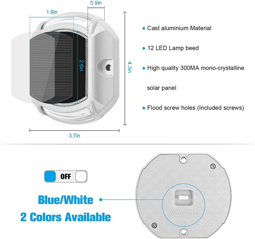 246 กรัม IP67 แสงแสงแสงอาทิตย์ด้วยการติดตั้งสกรูง่ายและแบตเตอรี่ 1.2V / 600MAH Ni-Mh แบตเตอรี่
