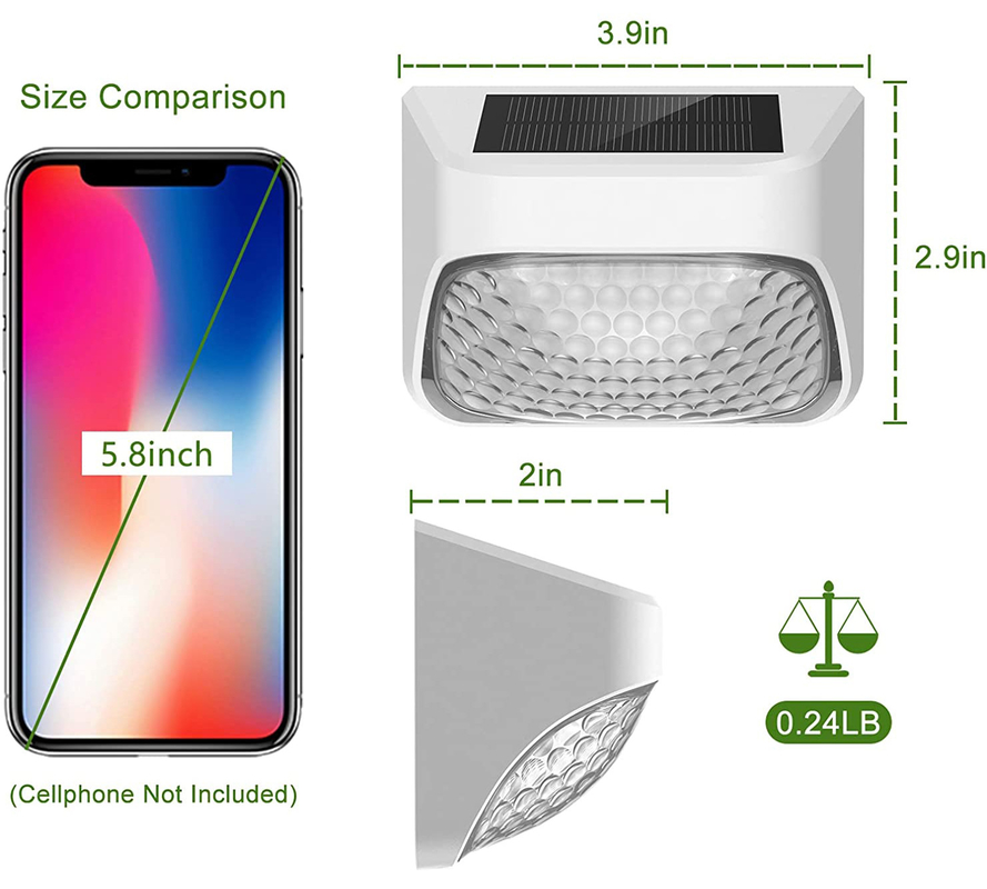 ไฟรสว่างรั้วแสงอาทิตย์กลางแจ้ง 20 ลูเมน IP65 กันน้ํา LED รั้วแสงอาทิตย์ตกแต่ง