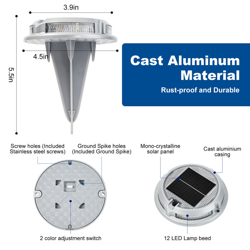 IP68 เครื่องหมายทางไฟฟ้าพลังแสงอาทิตย์กันน้ําเพื่อความปลอดภัย ด้วยวัสดุ PC สับสนองอลูมิเนียม และการออกแบบที่มิตรต่อสิ่งแวดล้อม