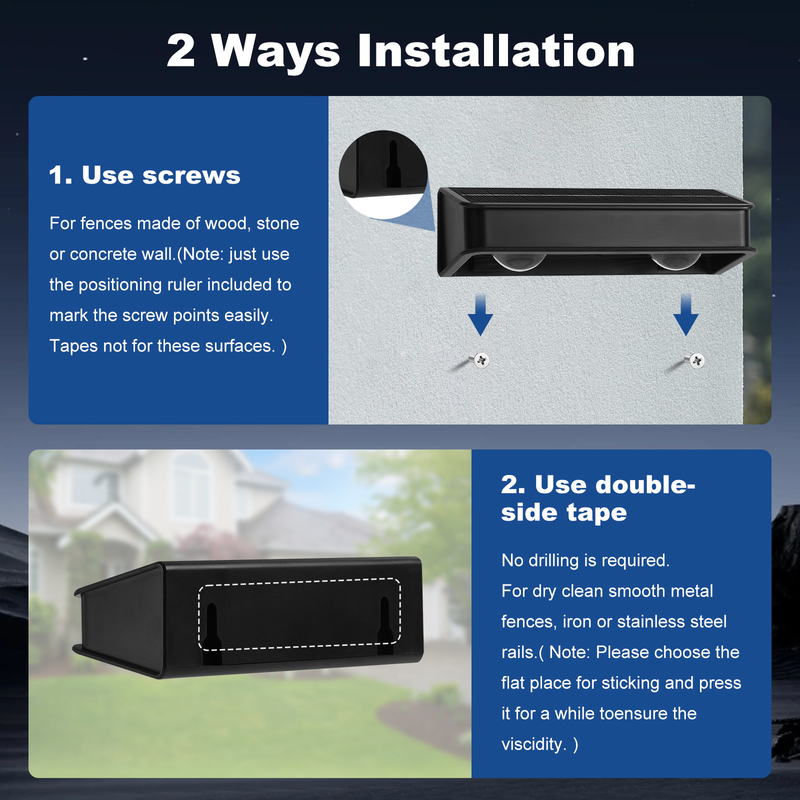 ประตูระเบียงสีขาวอุ่น ประตูรั้วระเบียงระเบียงสวนแสงสว่าง กันน้ํา Small Step Lamp Outdoor Solar Up and Down Wall Lights