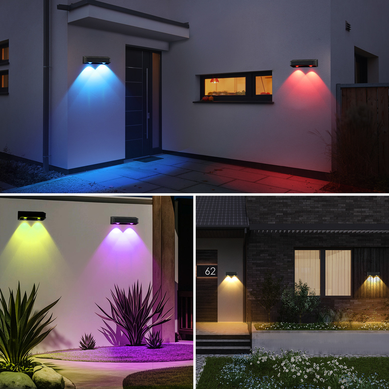 ประตูระเบียงสีขาวอุ่น ประตูรั้วระเบียงระเบียงสวนแสงสว่าง กันน้ํา Small Step Lamp Outdoor Solar Up and Down Wall Lights