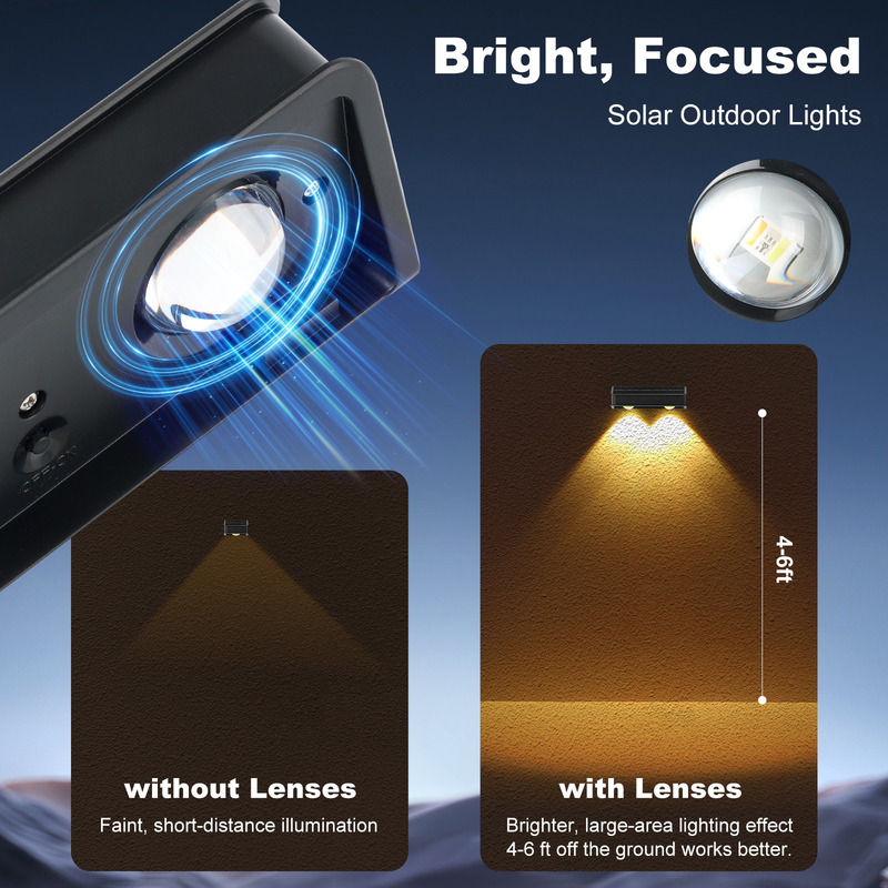 ประตูระเบียงสีขาวอุ่น ประตูรั้วระเบียงระเบียงสวนแสงสว่าง กันน้ํา Small Step Lamp Outdoor Solar Up and Down Wall Lights
