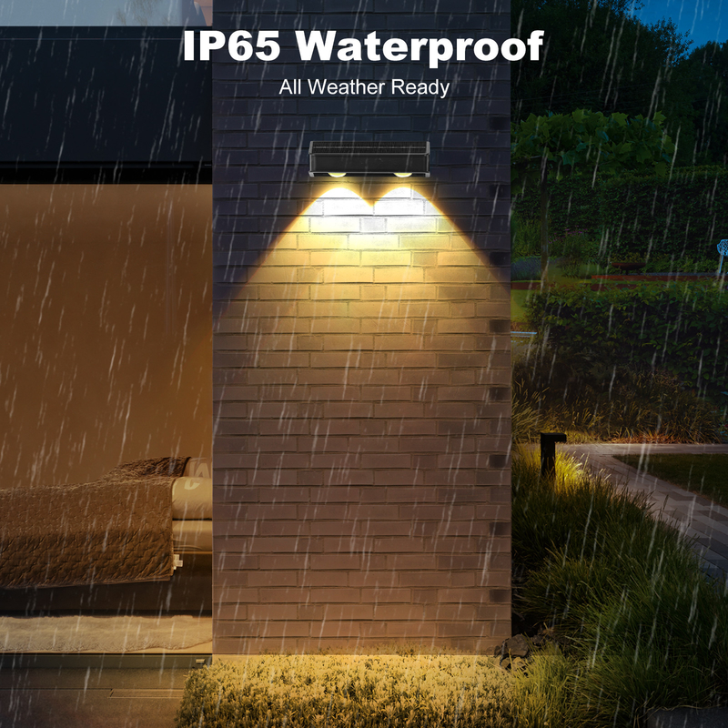 ประตูระเบียงสีขาวอุ่น ประตูรั้วระเบียงระเบียงสวนแสงสว่าง กันน้ํา Small Step Lamp Outdoor Solar Up and Down Wall Lights