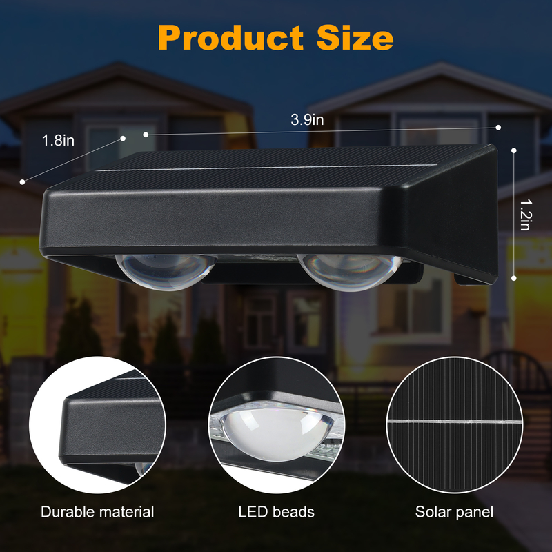 ประตูระเบียงสีขาวอุ่น ประตูรั้วระเบียงระเบียงสวนแสงสว่าง กันน้ํา Small Step Lamp Outdoor Solar Up and Down Wall Lights